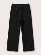Jean Wide Leg – Grande Taille – Taille Élastique avec Cordons – Noir