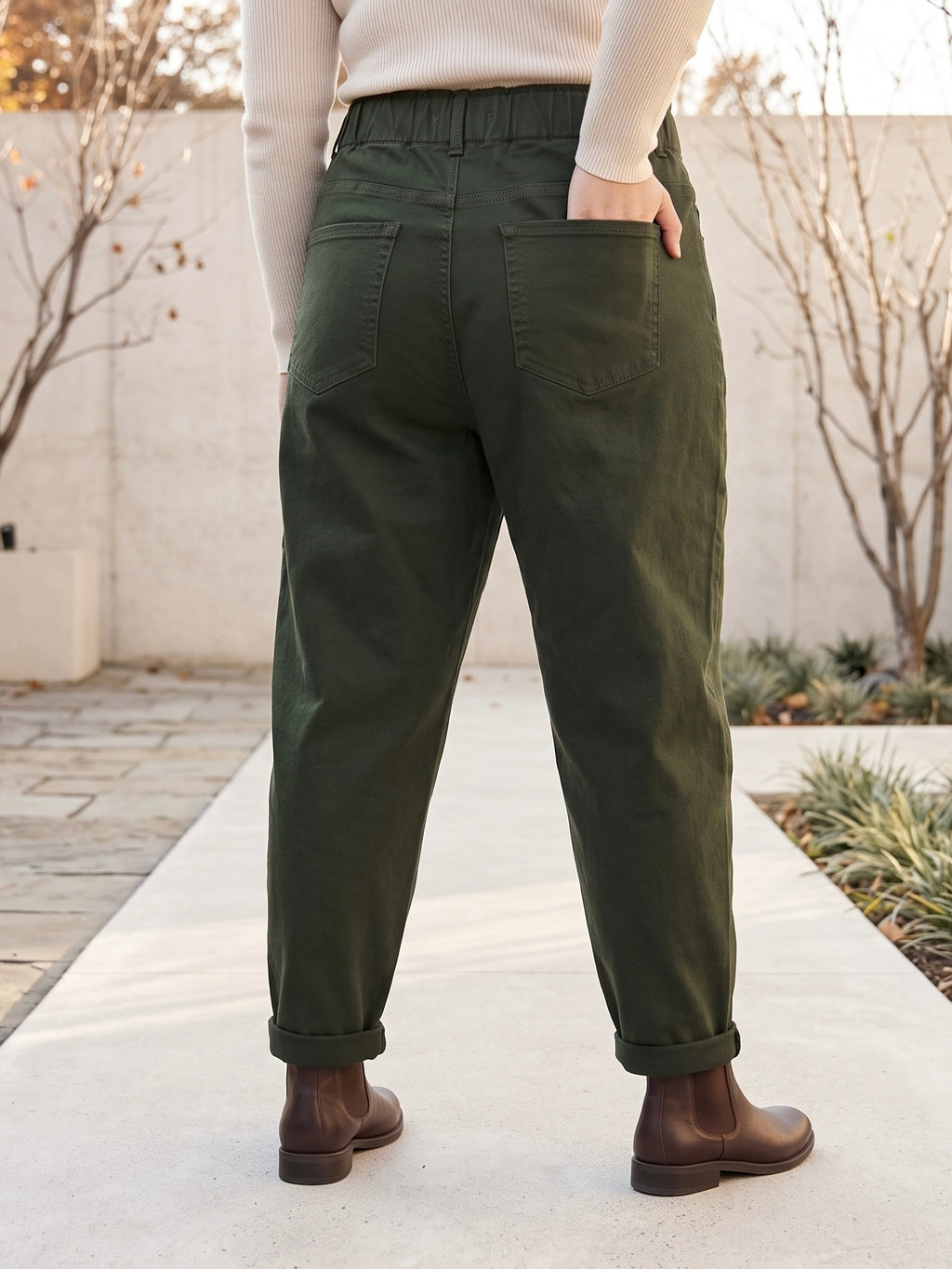 Pantalon Mom Fit – Grande Taille – Ceinture Élastiquée