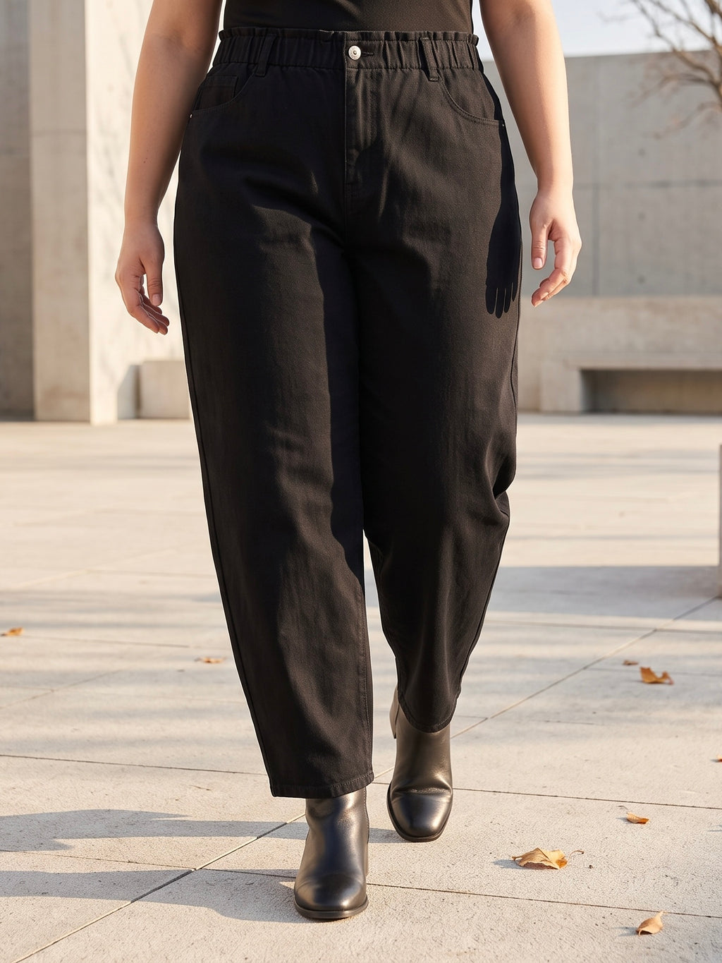 Pantalon Mom Fit – Grande Taille – Ceinture Élastiquée
