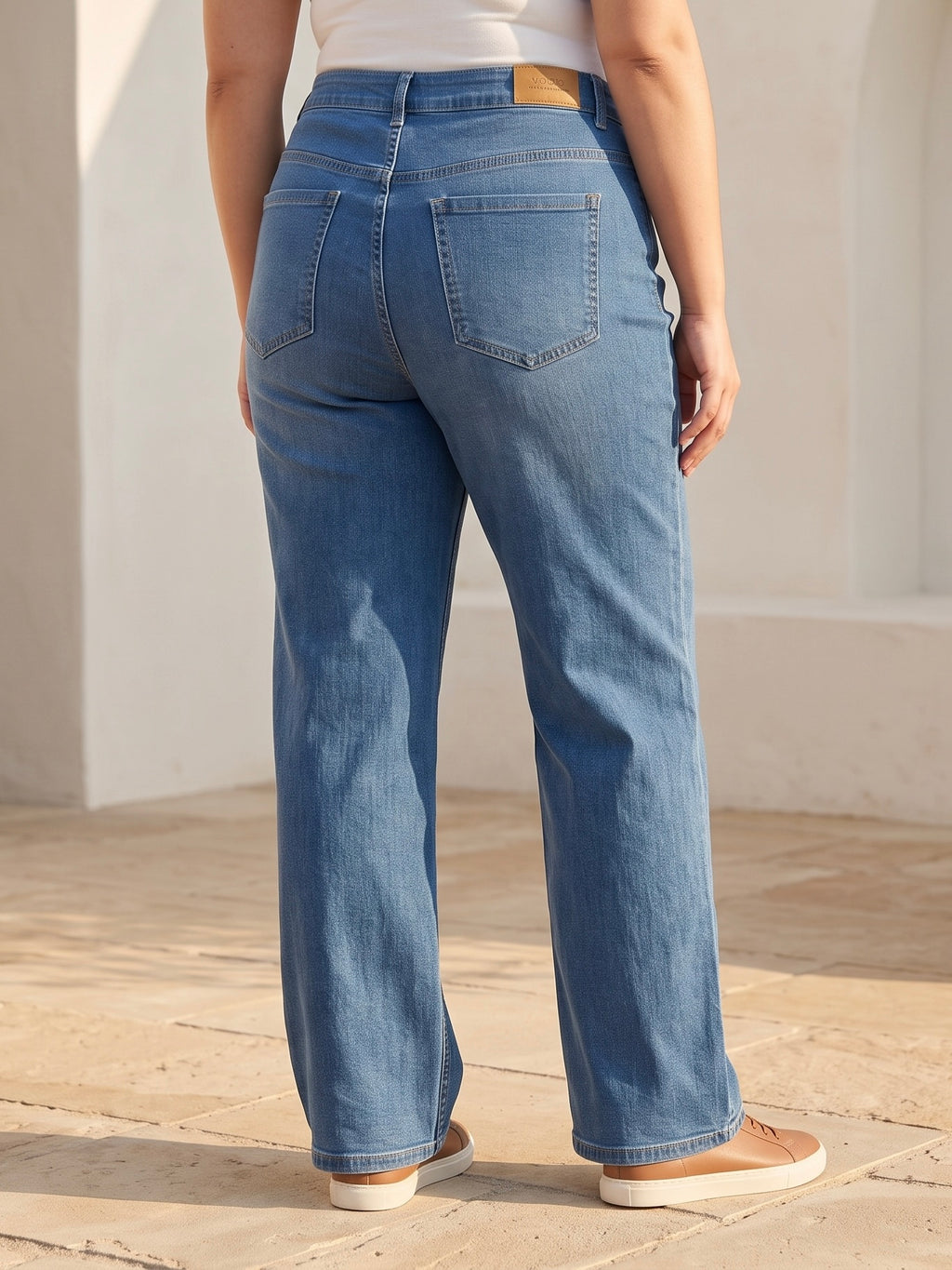 Jean Wide Leg – Grande Taille – 5 Boutons Élégants