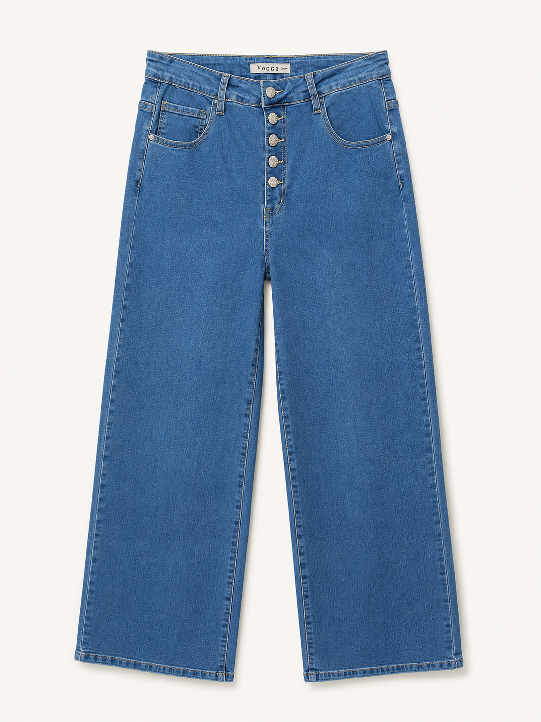 Jean Wide Leg – Grande Taille – 5 Boutons Élégants