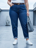 Jean Mom Fit – Grande Taille – Ceinture Assortie