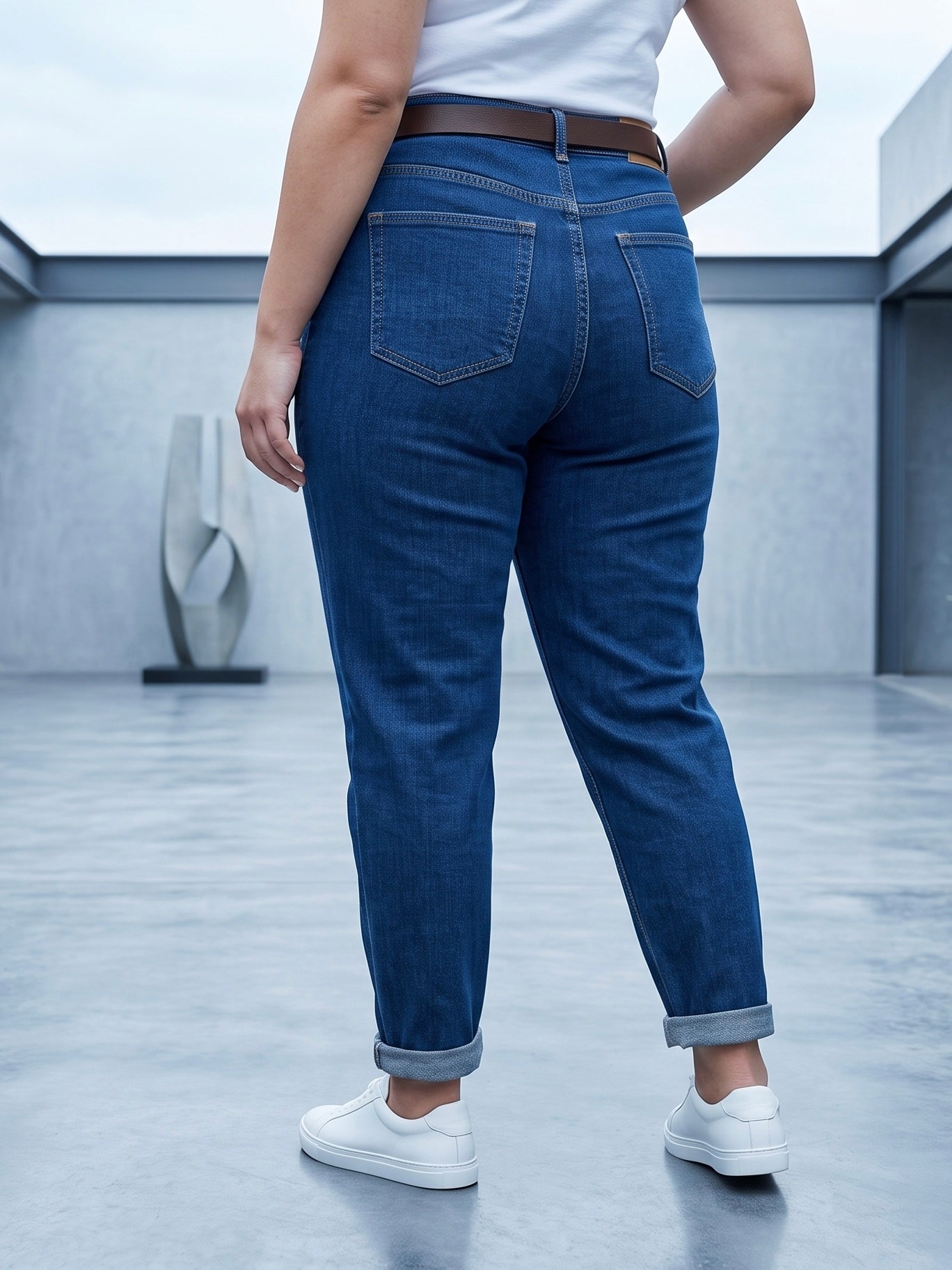 Jean Mom Fit – Grande Taille – Ceinture Assortie
