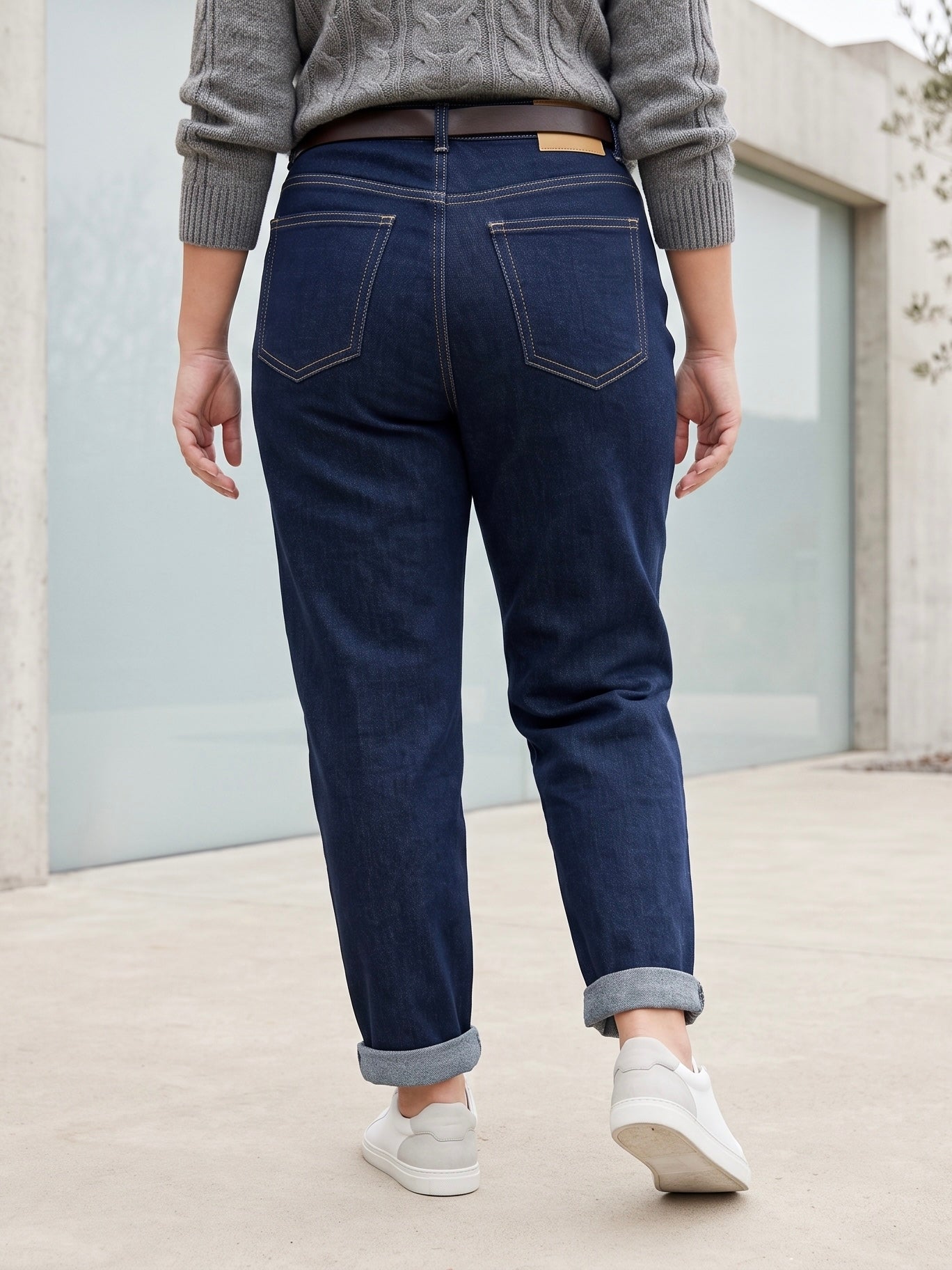 Jean Mom Fit – Grande Taille – Ceinture Assortie