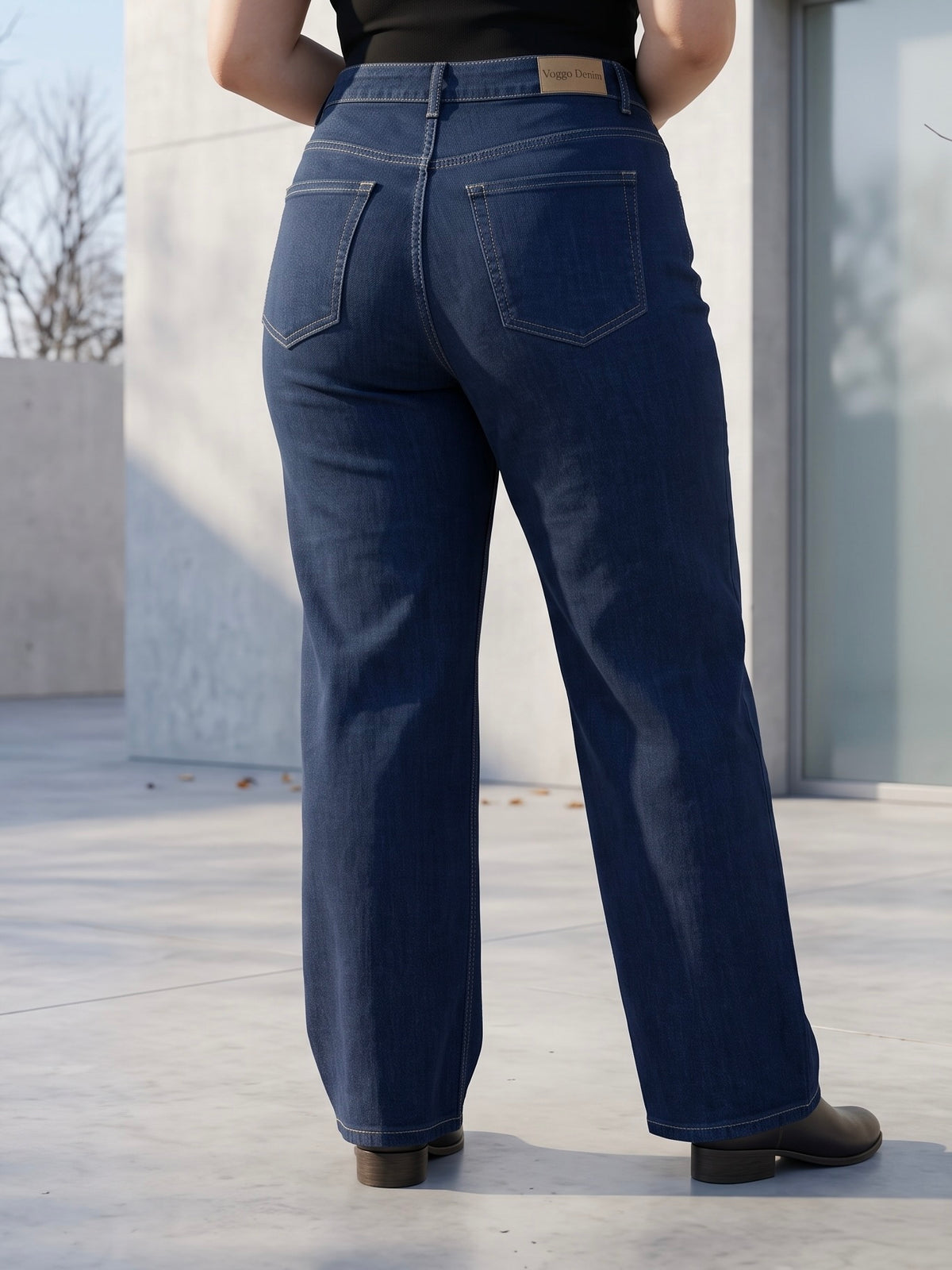 Jean Wide Leg – Grande Taille – Bleu Brut