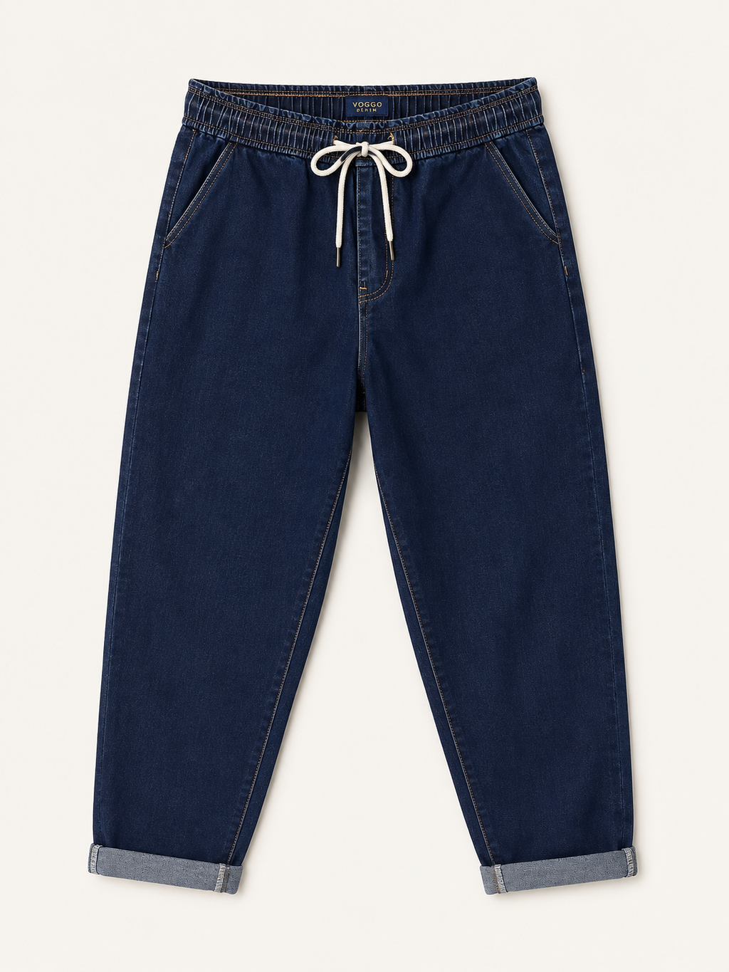 Jean Mom Fit – Grande Taille – Ceinture Élastique & Cordons