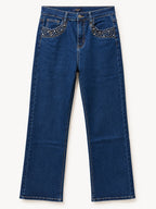 Jean Wide Leg – Grande Taille – Strass aux Poches