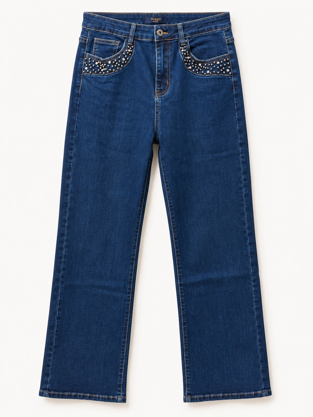 Jean Wide Leg – Grande Taille – Strass aux Poches