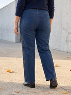 Jean Wide Leg – Grande Taille – Bandes Dentelle Latérales