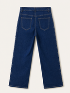 Jean Wide Leg – Grande Taille – Bandes Dentelle Latérales