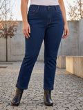 Jean Droit 7/8ème – Grande Taille – Broderie Bas de Jambe