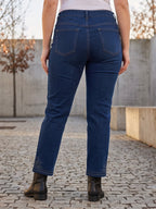 Jean Droit 7/8ème – Grande Taille – Broderie Bas de Jambe