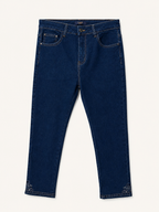 Jean Droit 7/8ème – Grande Taille – Broderie Bas de Jambe