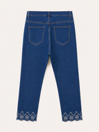 Jean Droit 7/8ème – Grande Taille – Broderie Bas de Jambe