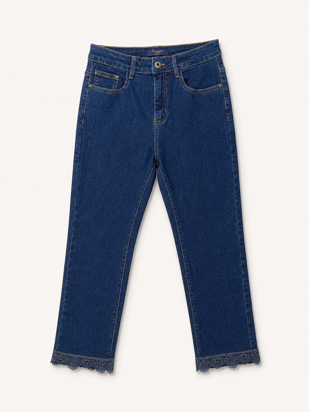 Jean Droit 7/8ème – Grande Taille – Dentelles Bas de Jambe