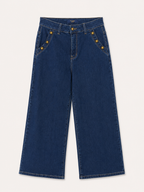 Jean Wide Leg – Grande Taille – Boutons Dorés aux Poches