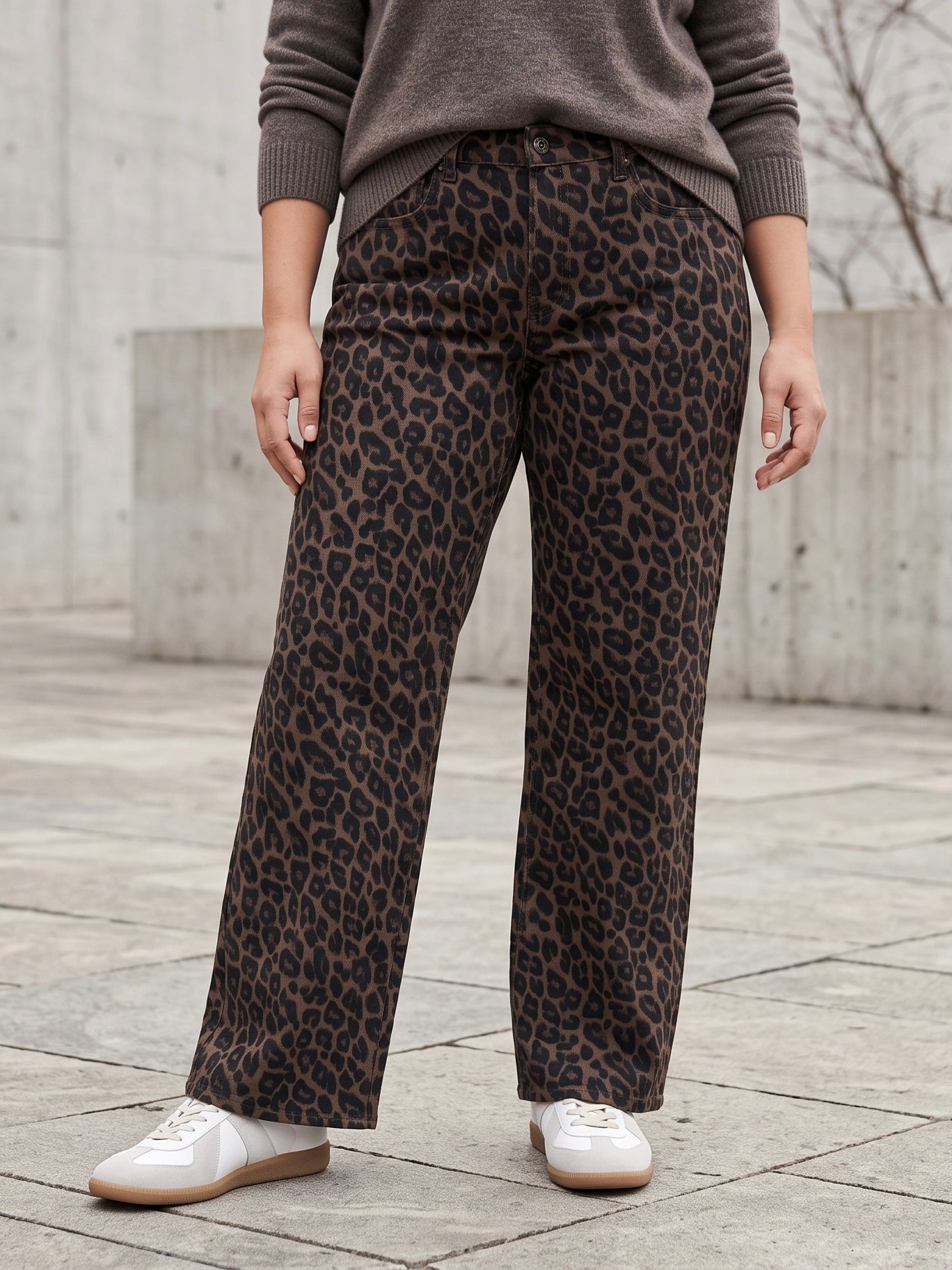 Jean Wide Leg – Grande Taille – Jacquard Léopard