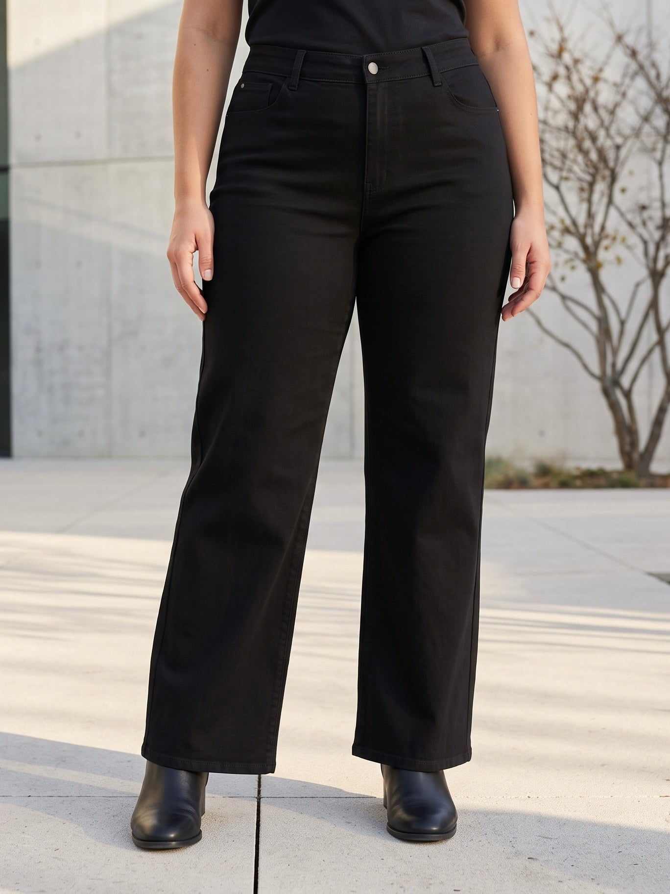 Jean Wide Leg – Grande Taille – Noir