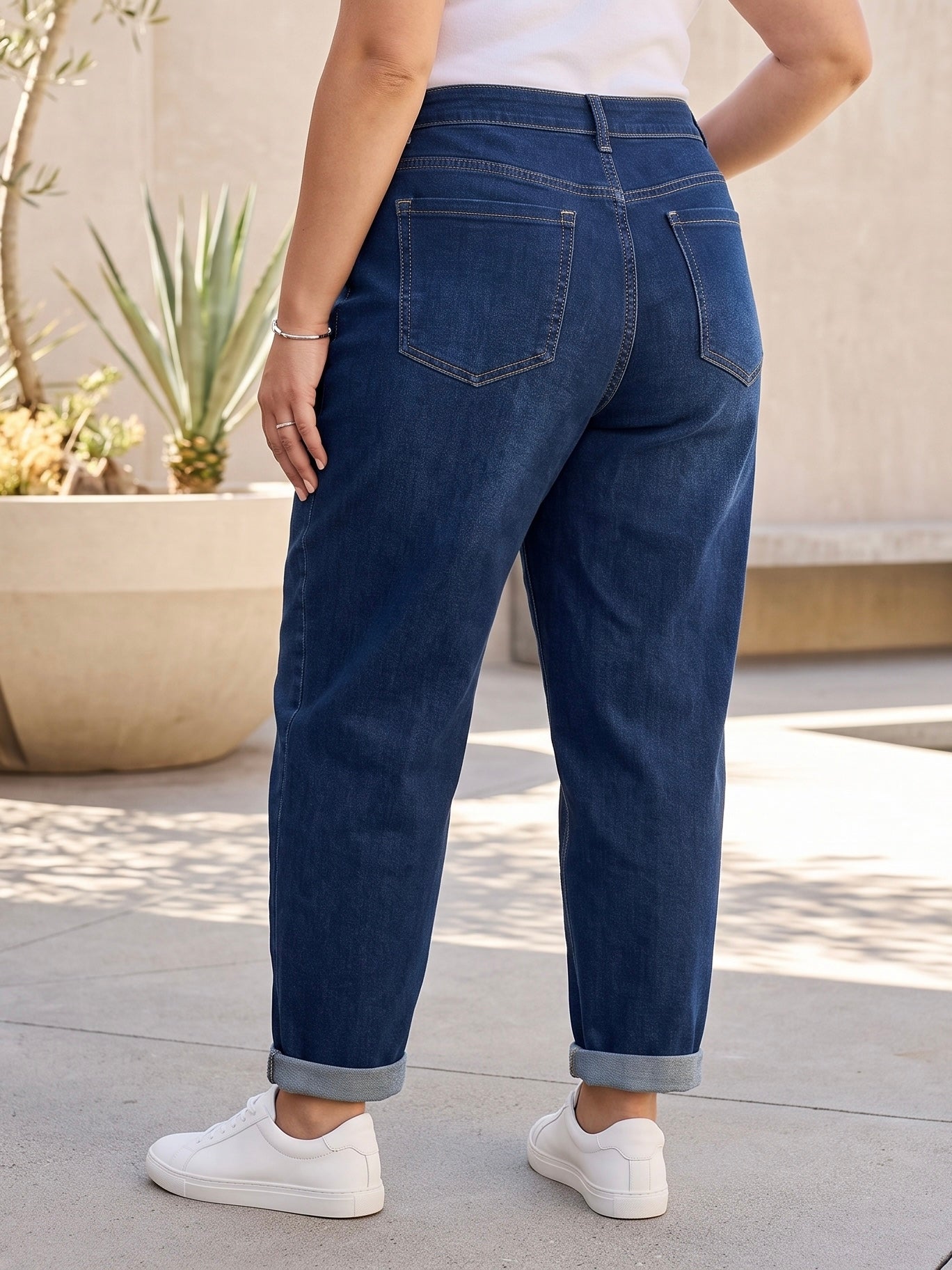 Jean Mom Fit – Grande Taille – Classique Bleu Foncé